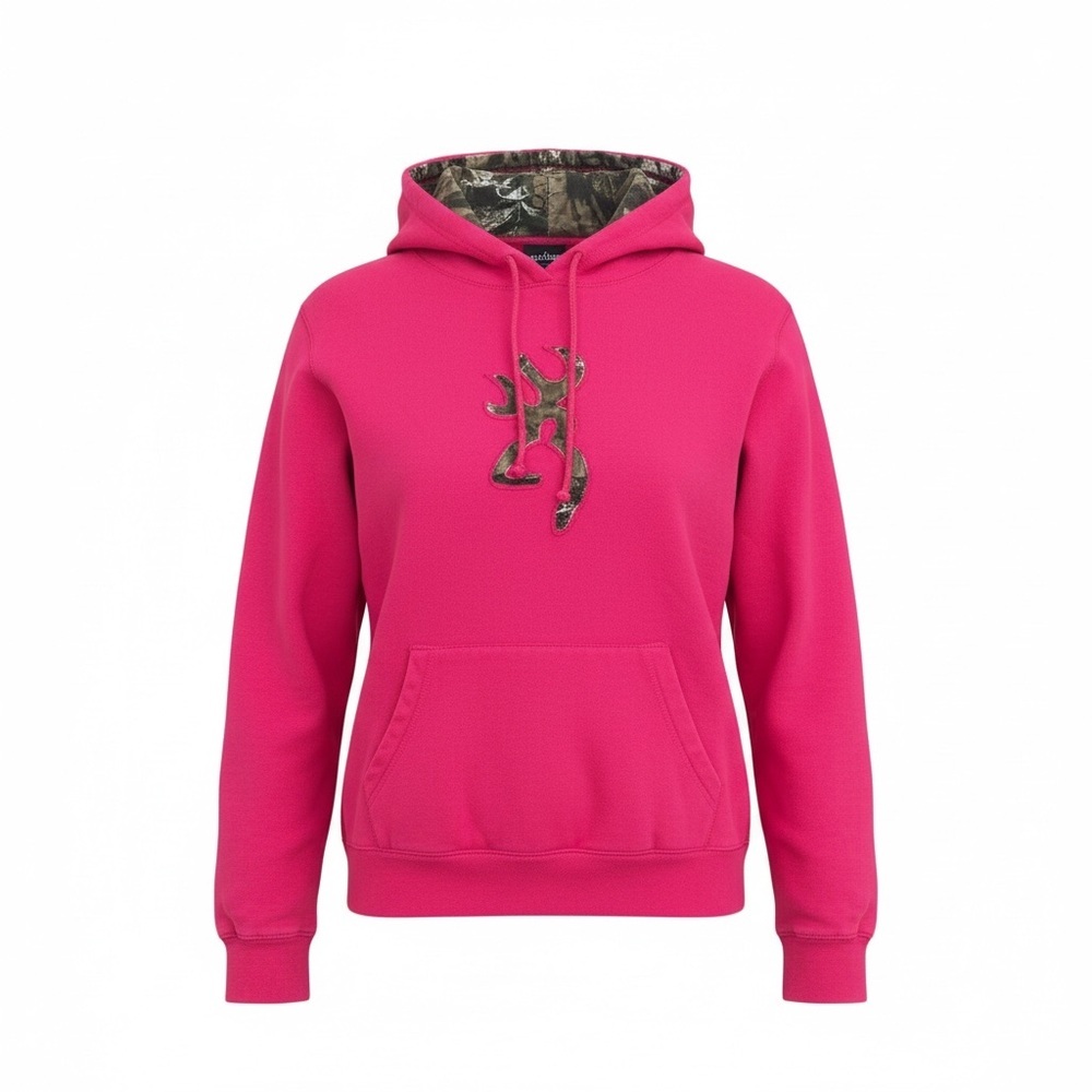 Browning for Her Pink & Camo Women's XL Hoodie Heavyweight Hiking/Hunting